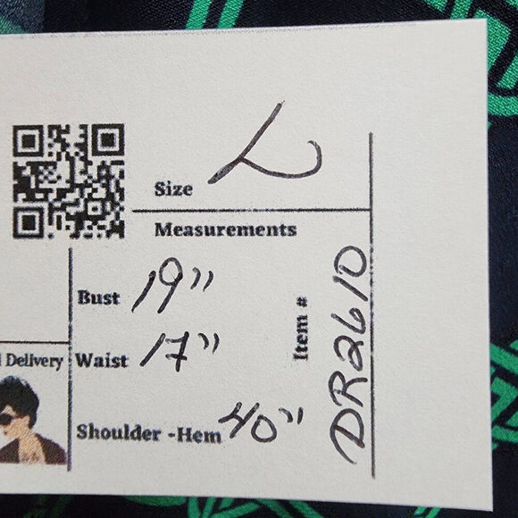 Chaps Navy & Green Faux Wrap Dress Size L - Picture 9 of 9